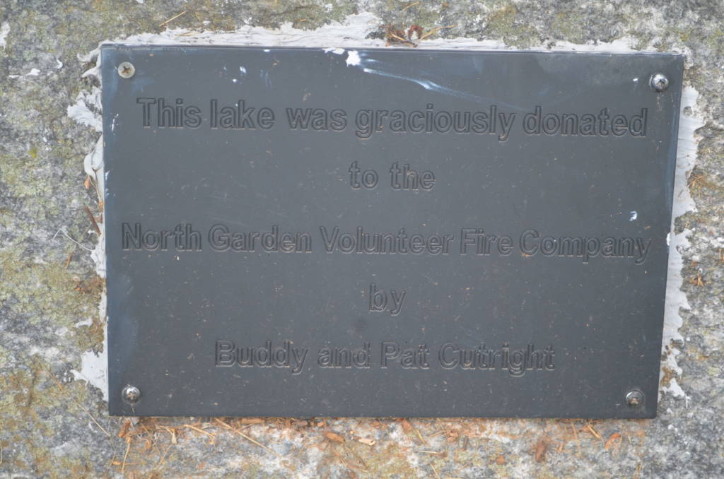 Cutright Lake dedication plaque